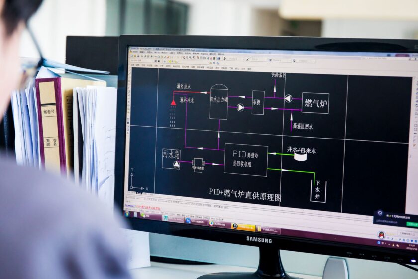 Abstract diagram representing manufacturing data flowing from planning systems to shop-floor execution