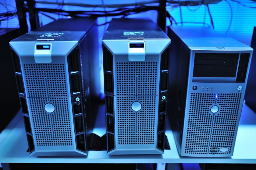 Industrial edge computing hardware mounted in a factory control cabinet
